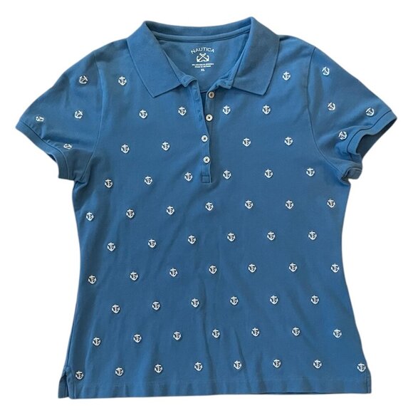 Nautica Tops - Nautica Polo Shirt Womens Baby Blue Casual Short Sleeve Size XL